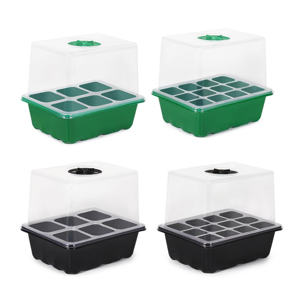 Seeds Starter Tray 6 Cells/12 Cells Seeds Germination Tray with Adjustable Humidity Vent Plant Nursery Box for Indoor Garden Bonsai Seedlings Starting