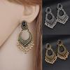 Retro Hohl Carving Quaste Tropfen Baumeln Charme Ohrringe Frauen Partei Schmuck Geschenk