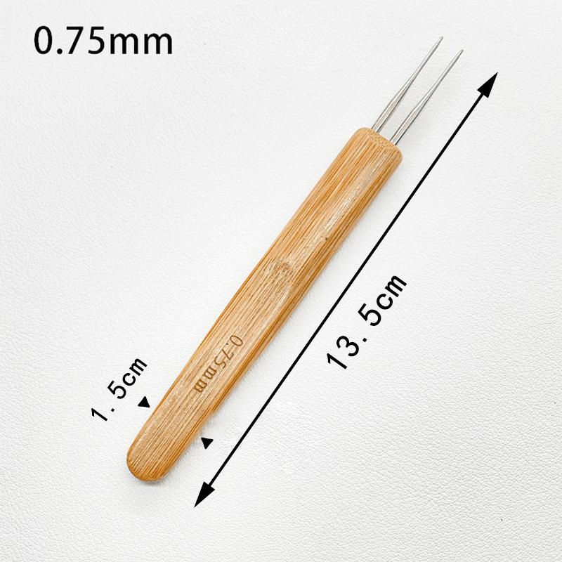 3Pcs 0.5/0.75Mm Wooden Hair Crochet Needle Dreadlocks Braids Hair Crochet Hook Single/Double/Three Head Hair Crocheting Needles