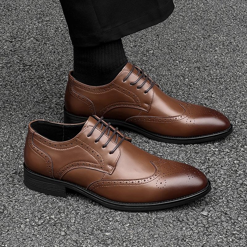Fashion 2025 Stylish Lace-Up for Men Business Shoes Leather Mens Casual Flats All-match for Men Oxfords Shoes New Men's Walking Shoes