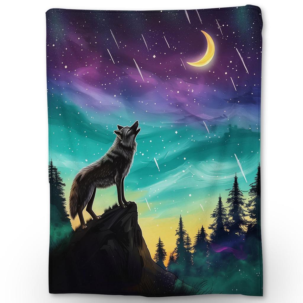 Wolf Deken Wilde Dier Wolf Print Fleece Deken Zacht Lichtgewicht Warm Flanellen Plaid voor Beddengoed Bank Tweepersoons King