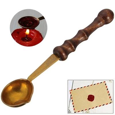 2 Pcs Vintage Mini Paint Spoon DIY Retro Brass Sealing Wax Seal Stamp Envelope Stamp Dedicated Wax Beads Spoon Craft Gifts Tools