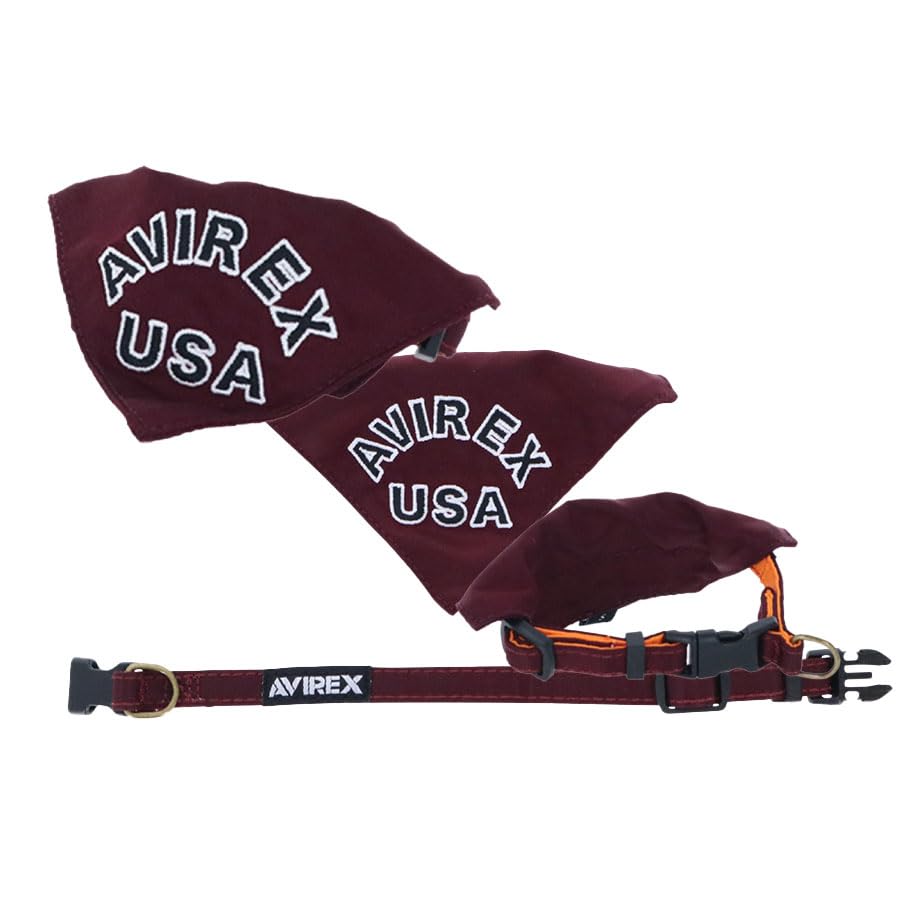 AVIREX Collar with Red Avirex Dog Pet Outing Training Walking Outdoor Training Adjustable MA-1 Scarf, (M) Collar, Collar, Accessory, Accessory,