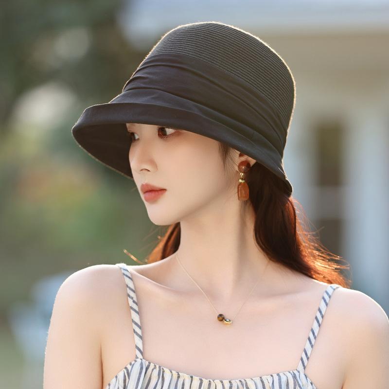 

Летняя новая шляпа женственность высококлассная шляпа из соломы лафит модная с загнутыми полями солнцезащитная шляпа от солнца Average size