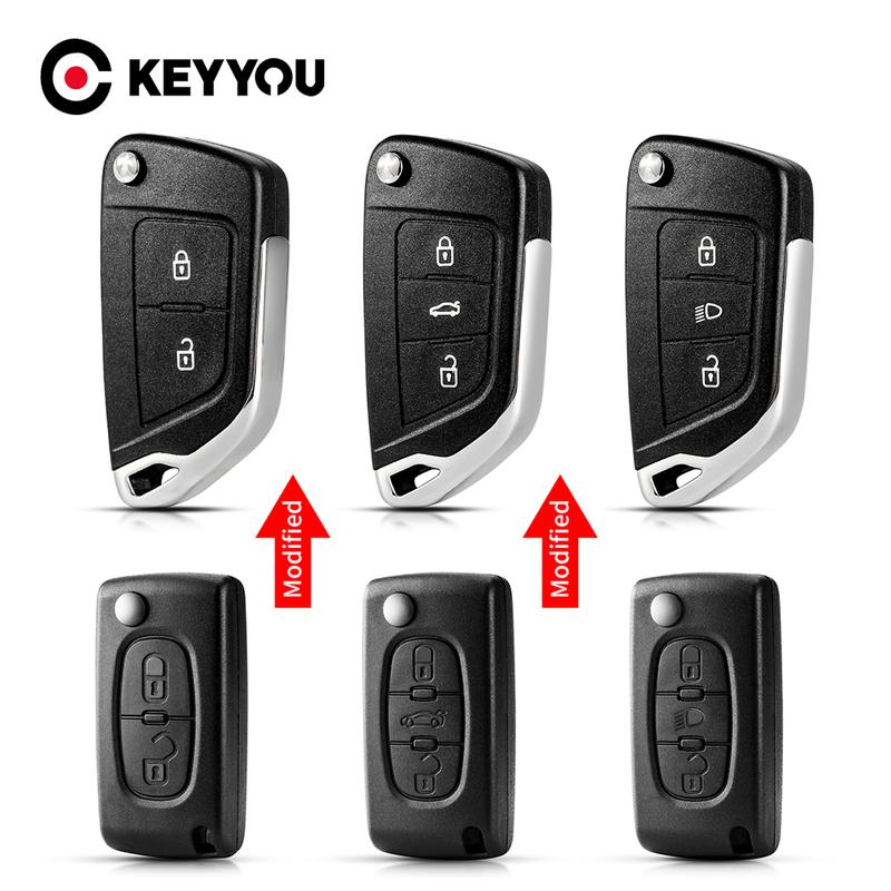 KEYYOU For Peugeot 207 307 308 407 607 807 For Citroen C2 C3 C4 C5 C6 Berlingo Picasso 2/3B Filp Modified Remote Car Key Shell