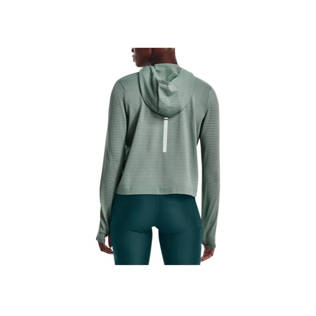 Under Armour Solid Color Thumb Hole Design Hooded Slim Fit Sports Long Sleeve T-Shirt Women tops Green 1375076-781