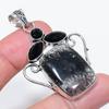 Natural Black Rutile, Spinel 925 Sterling Silver Jewelry Pendant 2.25" o8v72