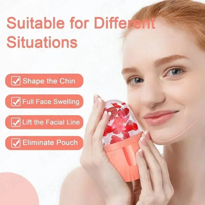 Tăvi pentru cuburi de gheață din silicon Lifting pentru frumusețe Minge de gheață Masaj facial Contouring Roller pentru ochi Tratament facial Reduce acnee Instrument de îngrijire a pielii