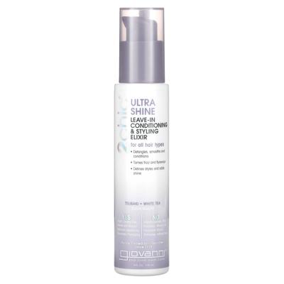 2chic, Ultra Shine Leave-In Conditioning & Styling Elixir, pentru toate tipurile de păr, Camellia + Ceai alb, 4 fl oz (118 ml)