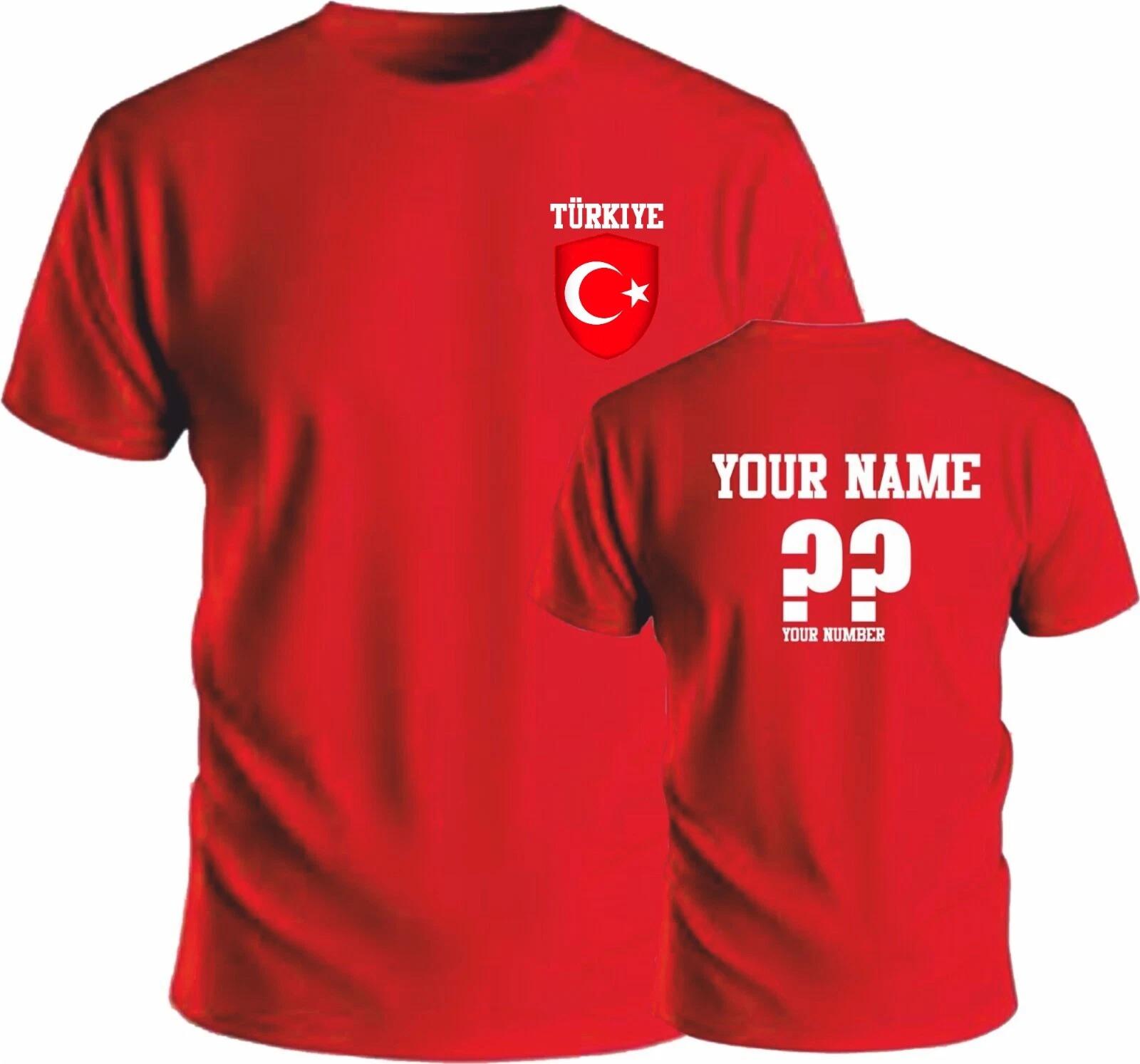 Personalise Trkiye Football T-Shirt Soccer Fans Sports Costume Flag Badge Gift S