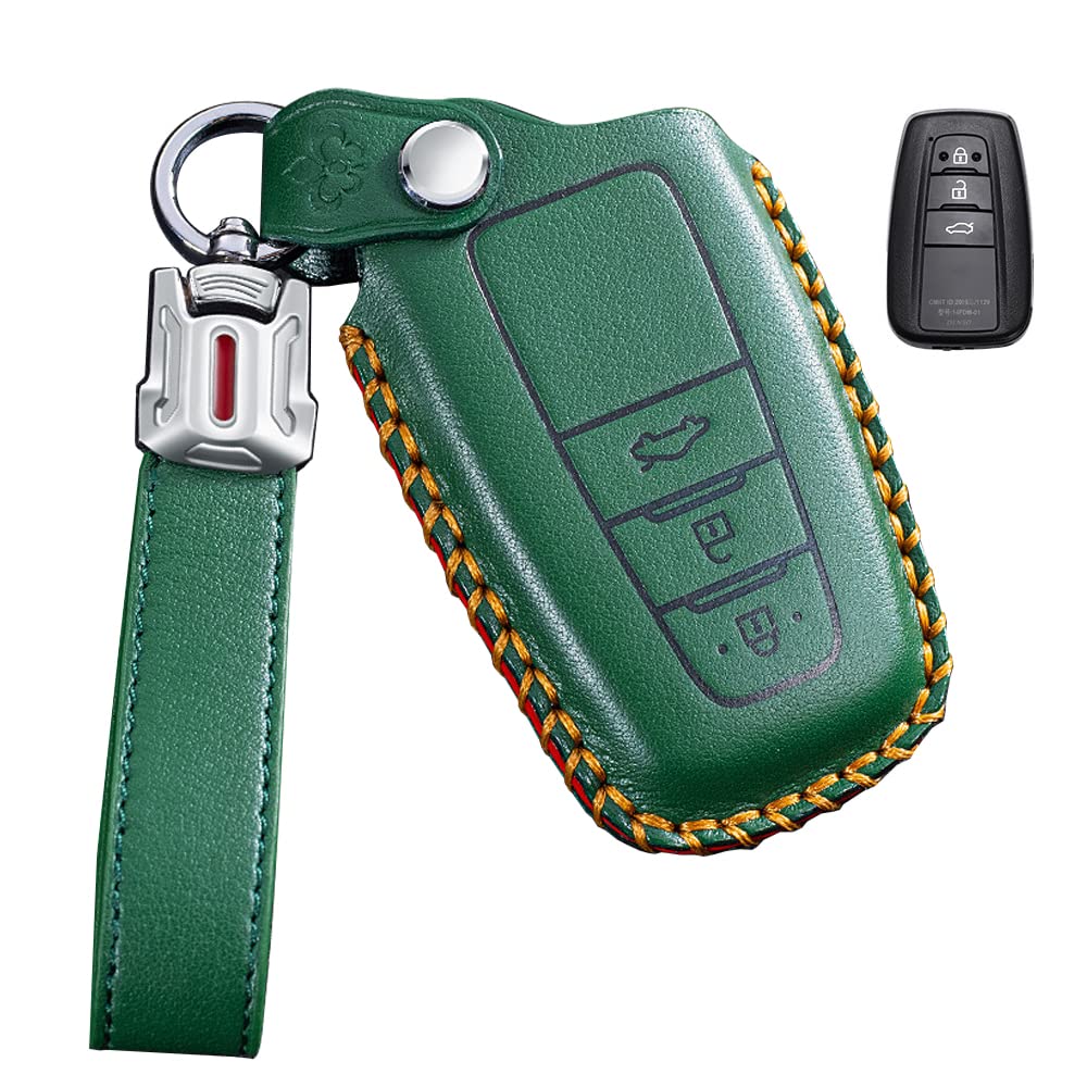 Schlüsseletui für Toyota Smart Key Hülle Schlüsselabdeckung 3 Tasten Echtes Leder Speziell Entwickelt für Toyota Prius 50 Serie Schlüsselabdeckung Geeignet für Neuen Corolla