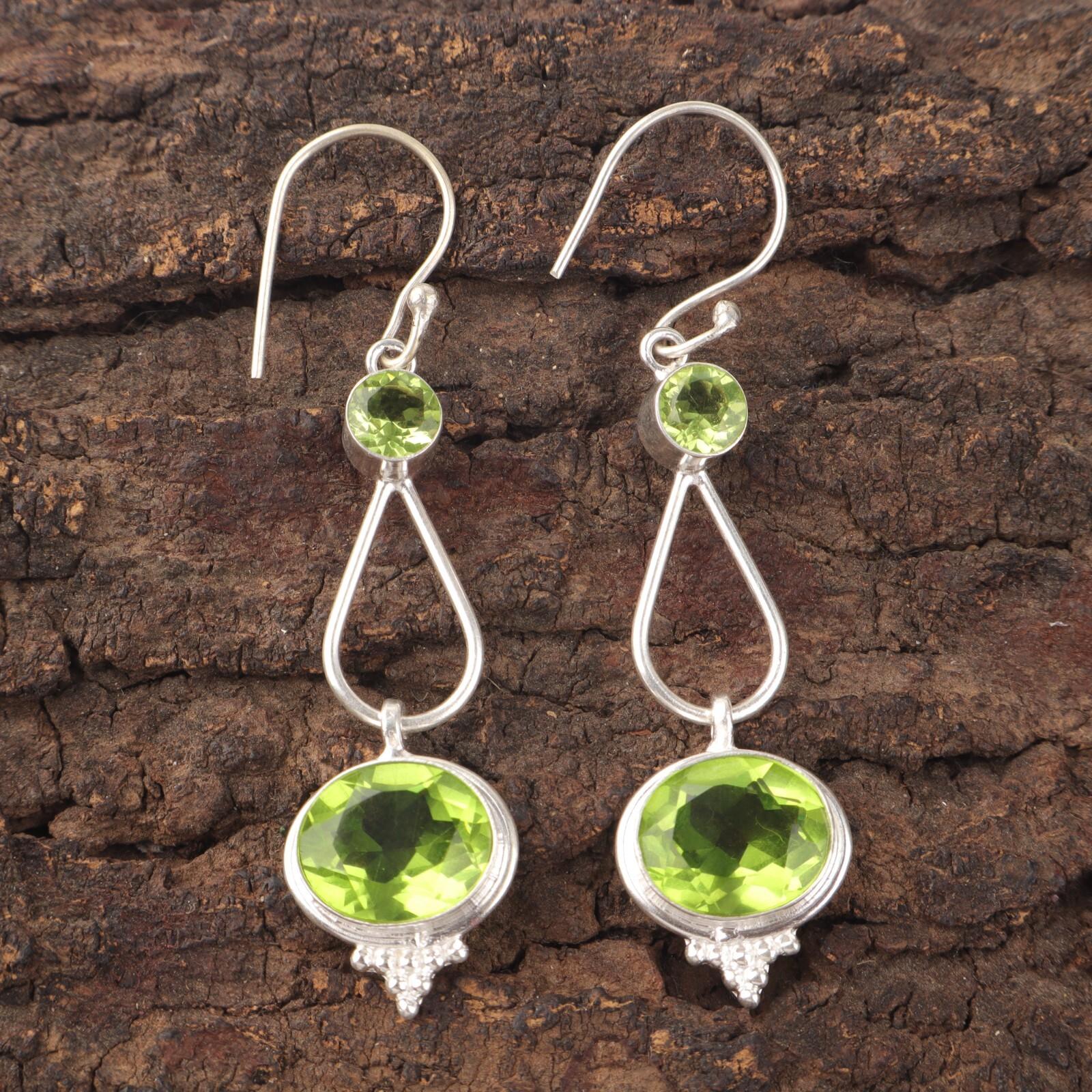 

Хризолит Драгоценный камень Ювелирные изделия из стерлингового серебра 925 пробы Серьги ручной работы 2,50 Для женщин EE-132-8