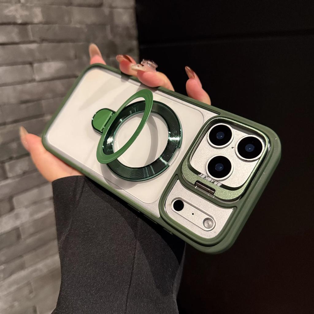 Magnetic Lens Dual Bracket for iPhone17PROMAX Creative Mobile Phone Case for Apple 16 with Lens Film
