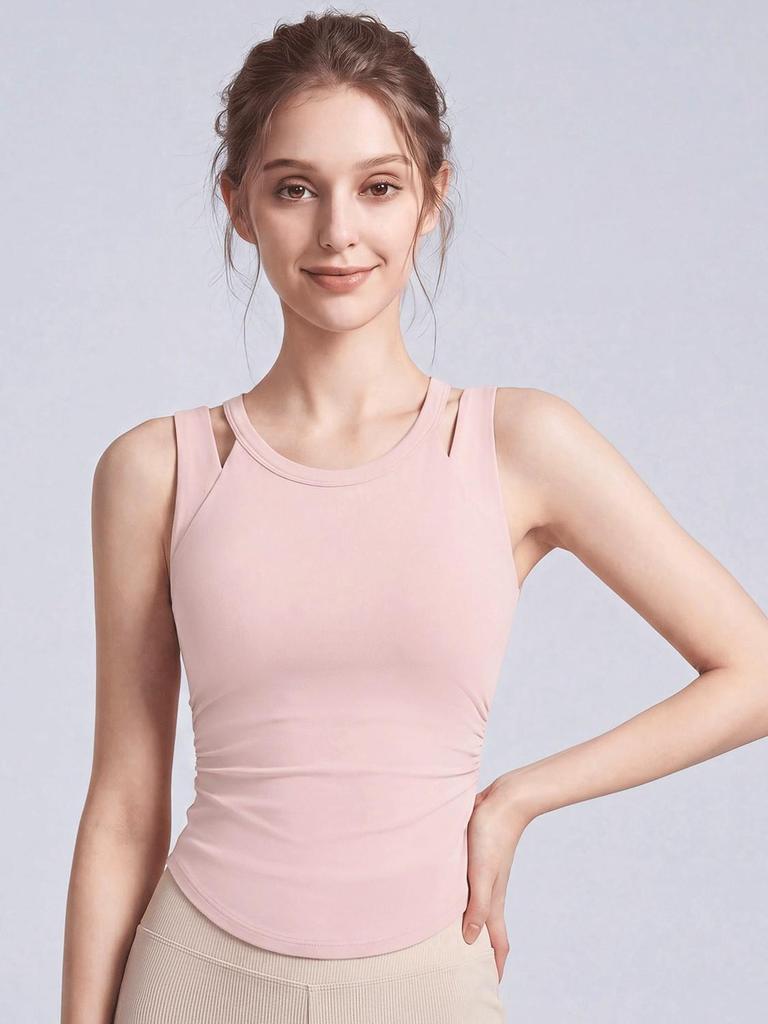 Women's European & American Yoga Vest: Layered, Waist-Cinching, Slimming, Quick-Dry, Breathable Sports Fitness Top