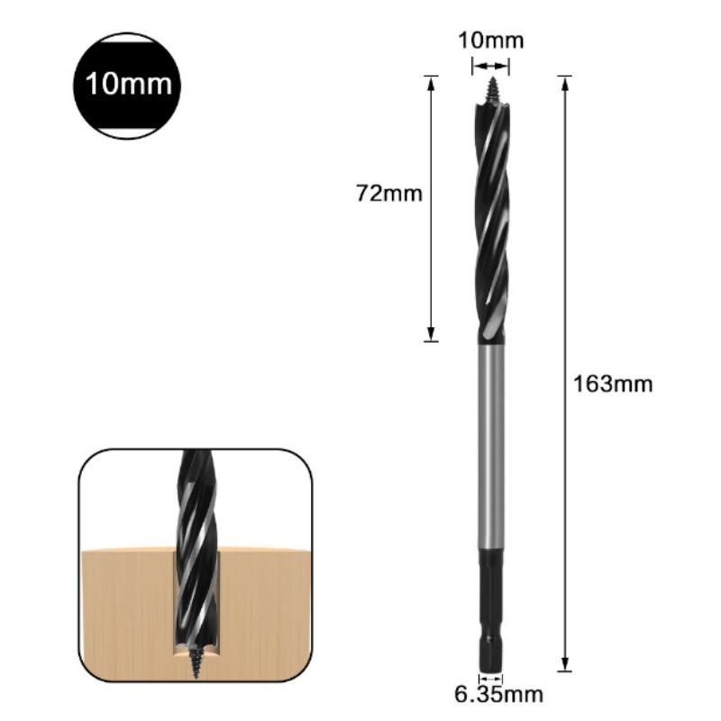 Bit Hexagonal Shank Supported Auger Four Slots Lengthened Twist Door Lock Opener Drawer Board Reaming Woodworking and Diy Tools