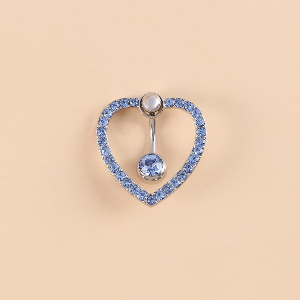Hohle Strasssteine Damen Herzförmig Liebe Bauchnabelring Bauchnabelpiercing Körper Schmuck