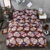 Sugar Skull Comforter Cover Set King Size Skulls Decor Bedding Bones Skeleton Roses Floral Duvet Cover Set Bedding Cover Zipper