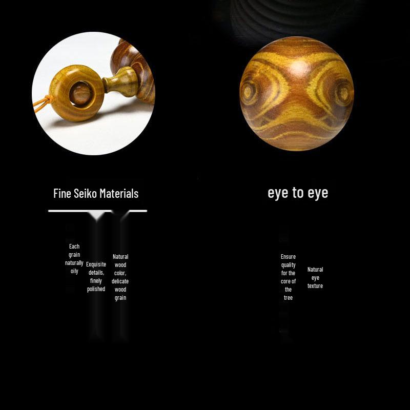 Exquisite Double-Eye Ghost Face Gold Thread Buddhist Bead Bracelet In Premium Wood