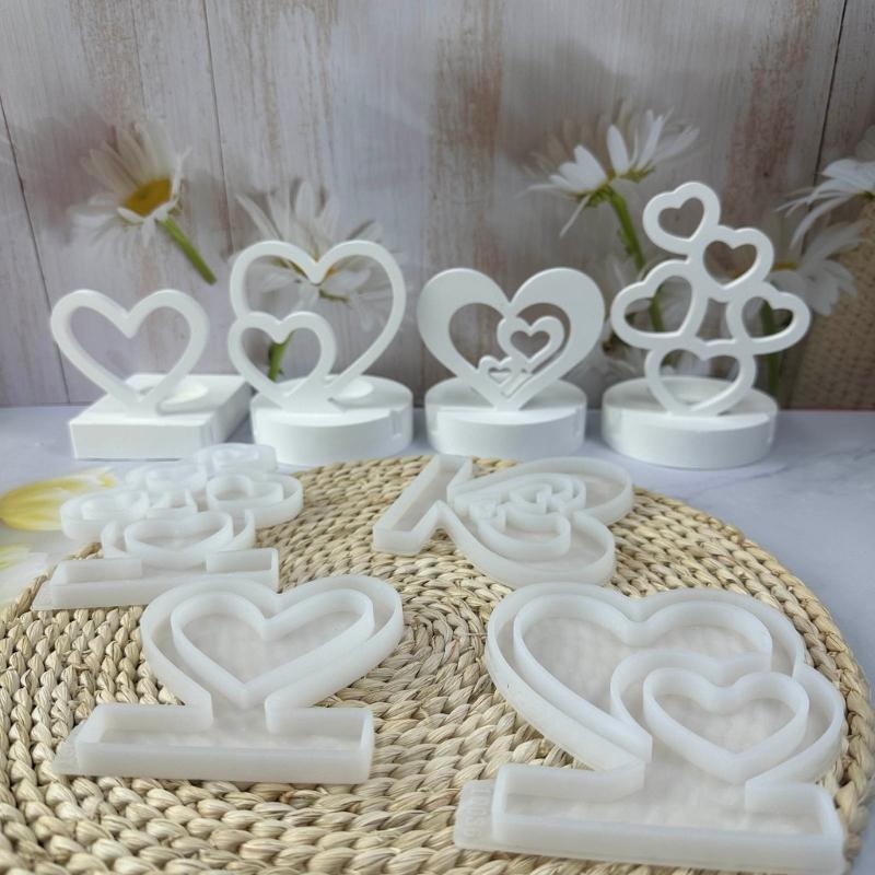 Heart Candlestick Molds Love Heart Candle Holder Molds with Base for DIY Craft Tealight Candle Holder Room Decorations