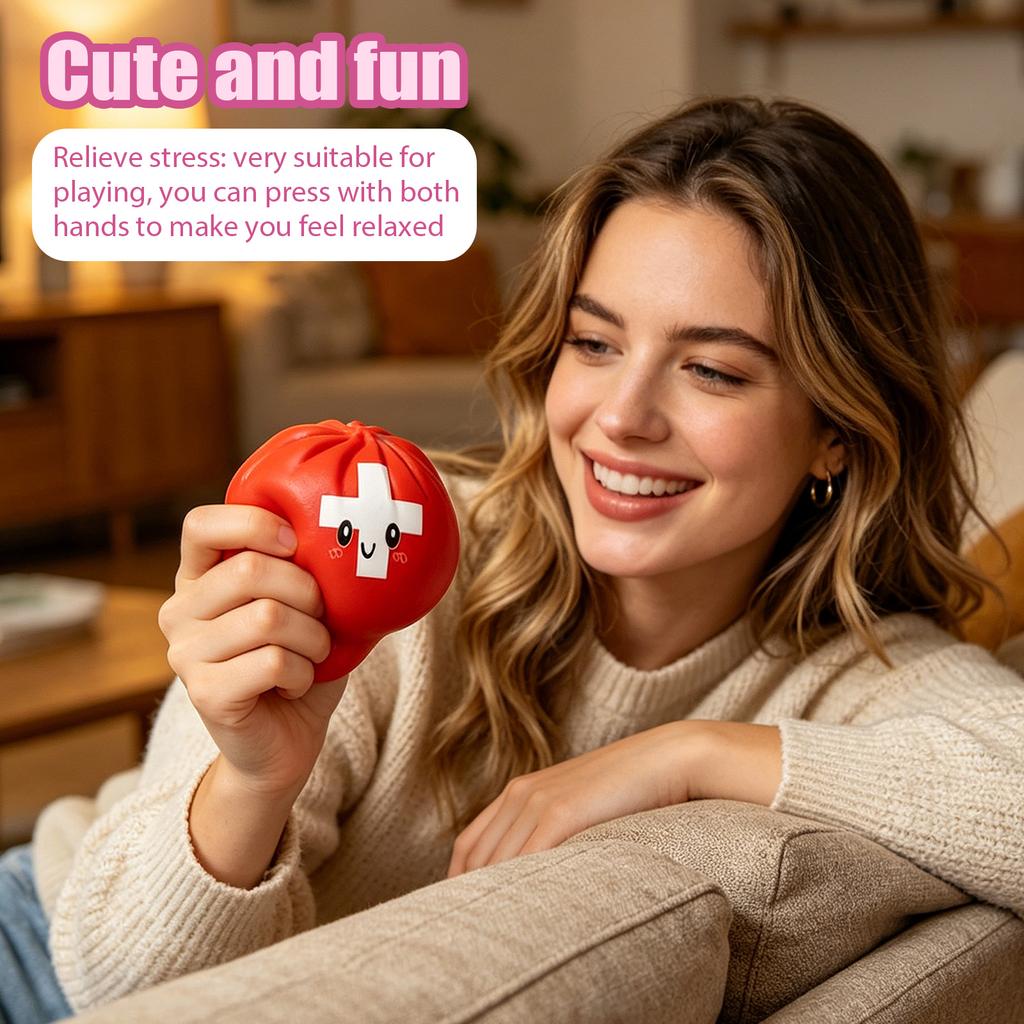 Dumpling Squishy Toy Slow Rising Stress Relief Squeeze Toy with National Flag Print for Kids and Adults Home Office Decor