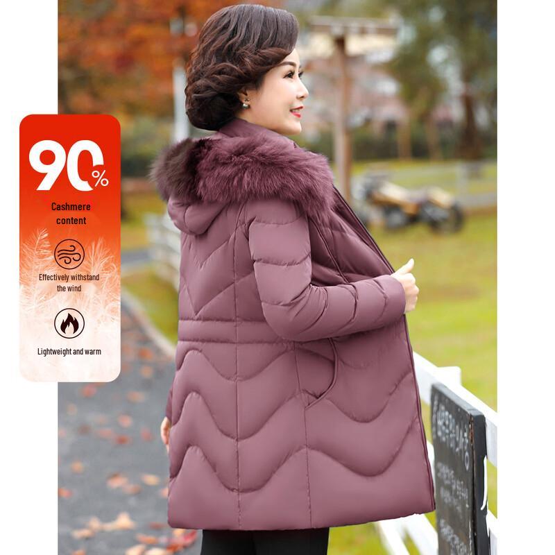 Women s Fox Fur Collar Hooded Down Jacket 3XL