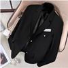 Women Black Short College Style Blazer Slim Fit Office Jacket Elegant Versatile