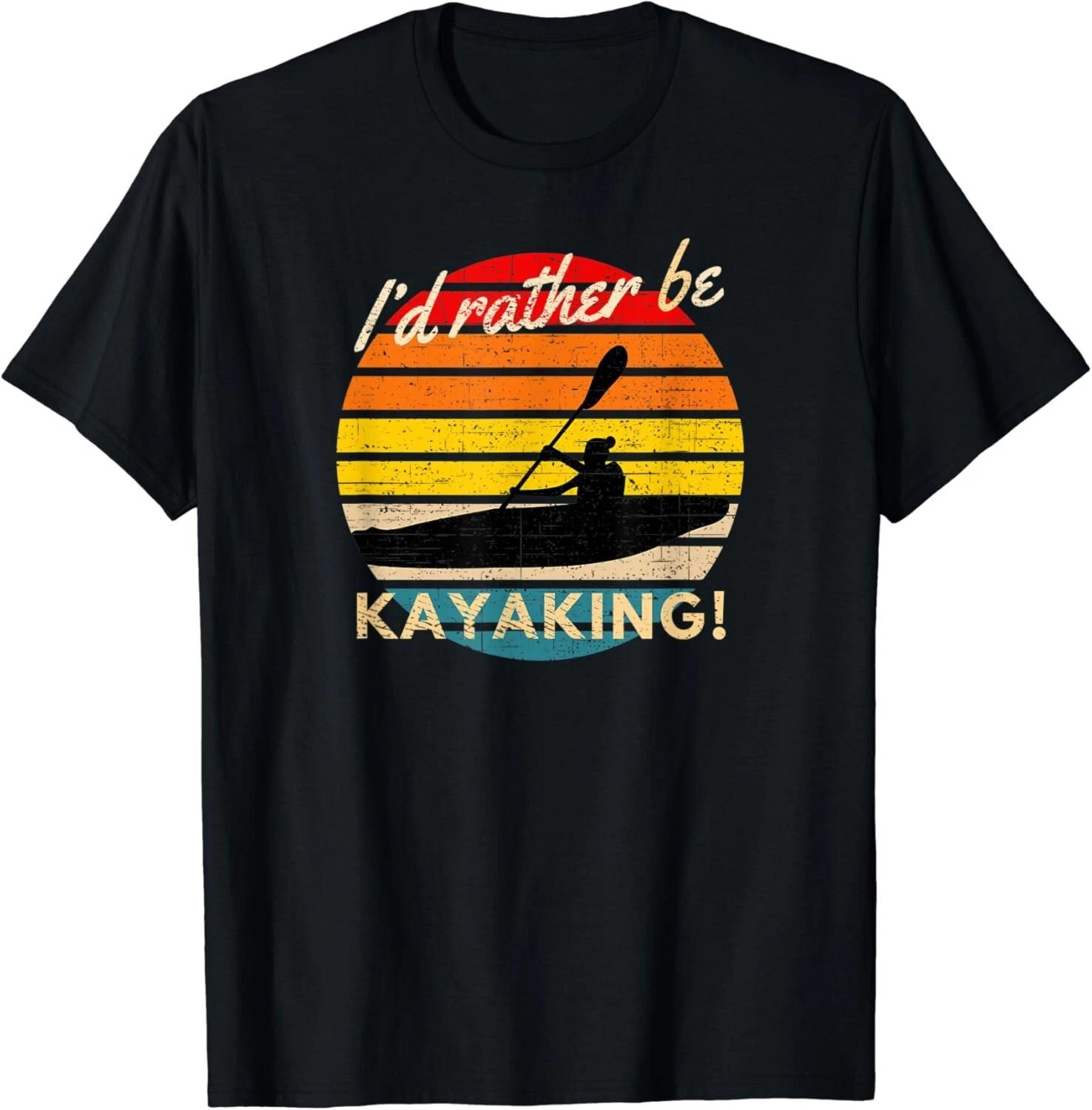 Vintage I d Rather Be Kayaking Retro Striped Sunset Kayaker Gift Unisex T-Shirt M