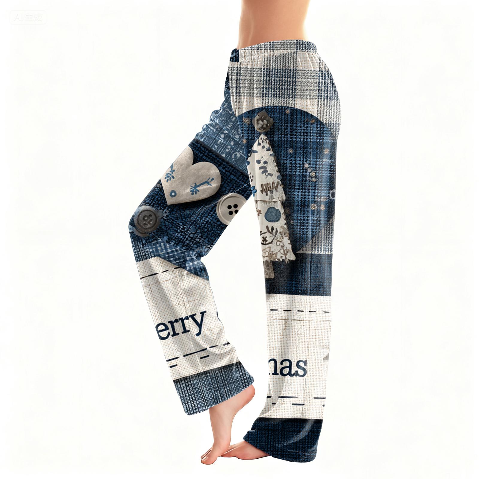 Женские повседневные модные фланелевые брюки с рождественским принтом, пижамные брюки S