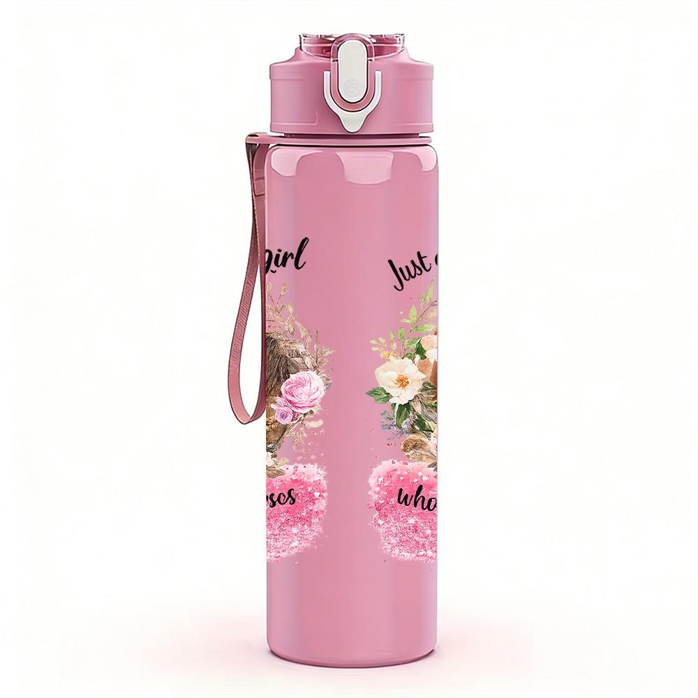 1PC Horse Girl Western Cowgirl Quote Print 750ml Color Plastic Sports Water Bottle Leakproof Flip Straw Lid Suitable for Sports Office Home Use