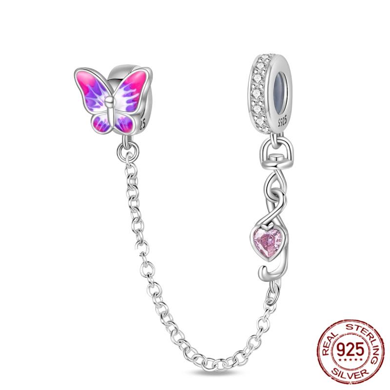 Breloque Chaîne de Sécurité Étoiles et Lune Trèfle à Quatre Feuilles en Cuivre pour Bracelet Authentique DoItYourself Bijoux Cadeaux