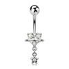 Curved Navel Rings Crystals Sexy Body Belly Button Ring Chains Flower Heart Belly Piercing Umbigo Stainless Steel Jewelry