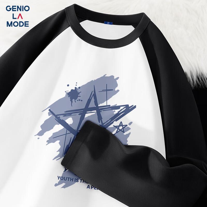 GENIOLAMODE Men s Color Block Raglan Long Sleeve T-Shirt XL