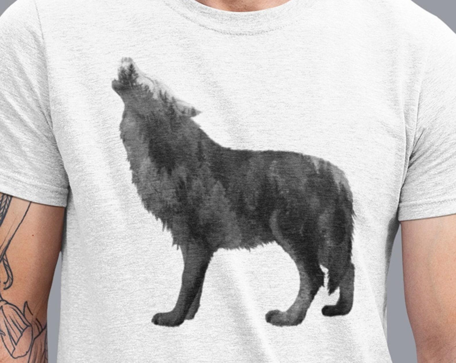 Nature Forest Wolf Shirt Men, Double Exposure Wolf Tee, Nature Tee, Mens Forest Graphic Unisex T-Shirt, Boyfriend Gift, Screen Print Shirt S