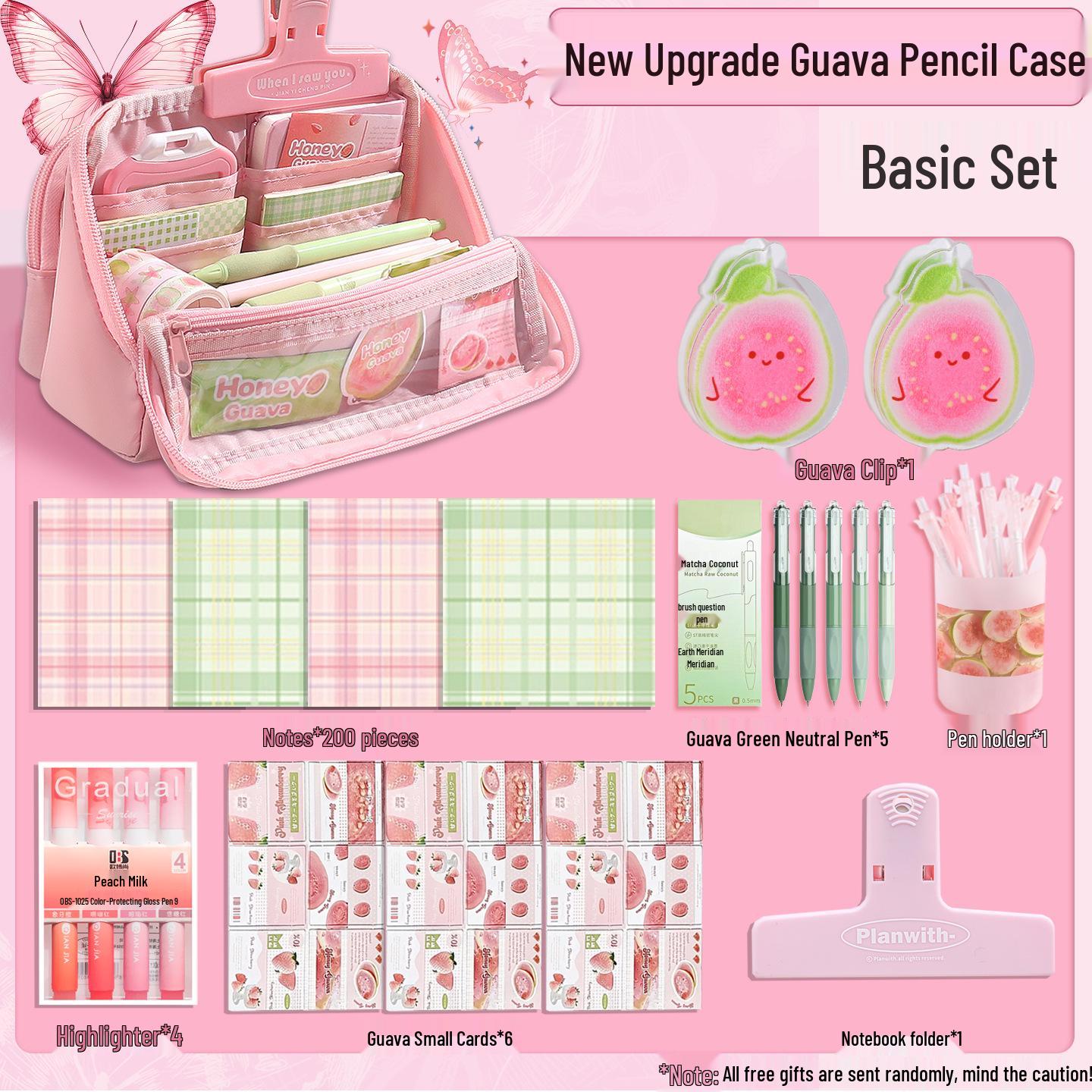 Guava Foldable Large Capacity Transparent Pencil Case for Junior High Students