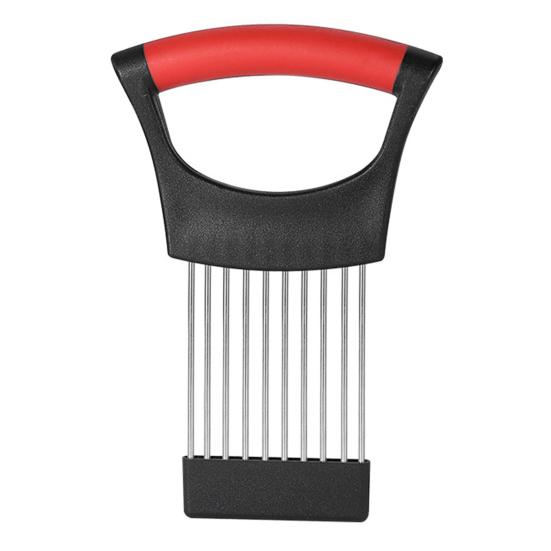 

Onion Slicer Holder 10 Stainless Steel Prongs Non-Slip Grip Vegetable Cutter for Onions Potatoes Tomatoes Lemons Meat Durable Kitchen Tool чорний