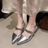 Fashion French Style Sexy Pointed Stiletto Silver Buckle High Heels for Women2025 Summer New Style Closed Toe Slingback Sandals