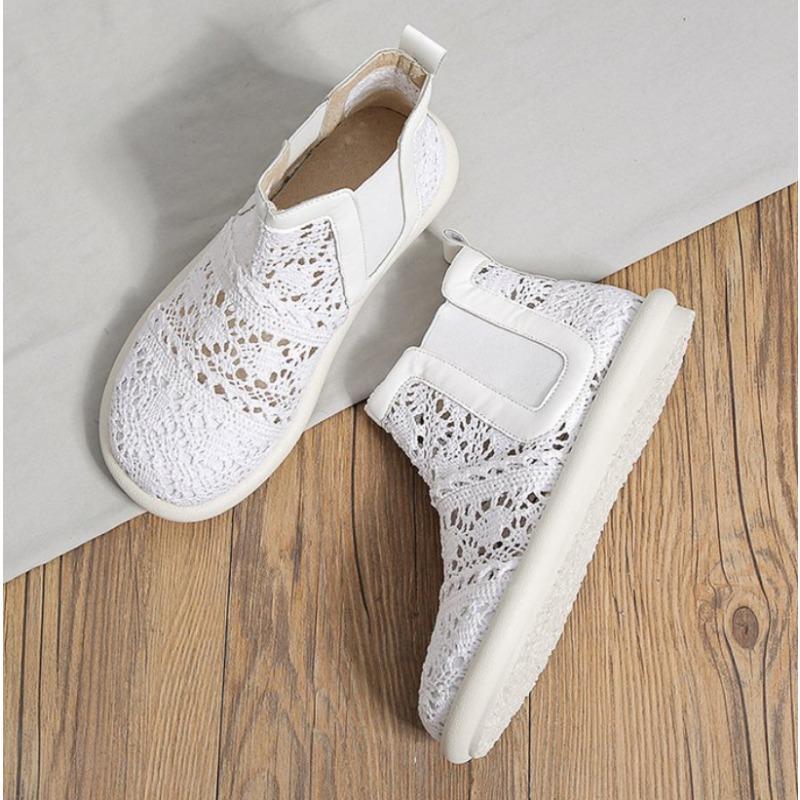 Fashion New Women's Breathable Mesh Sandal Boots Summer Shoes Lace Walking Shallow New Solid Non Slip Casual Shoes Women Vulcanize Shoes