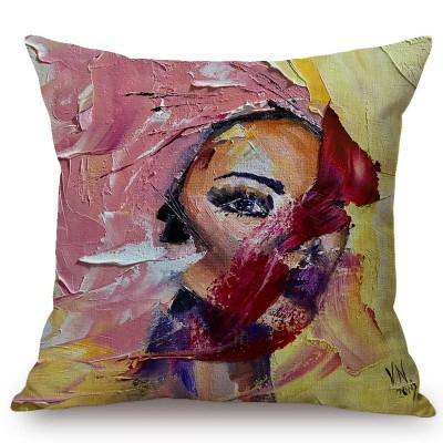Elegant Aestheticism Black African Girl Woman Abstract Oil Painting Home Decoration Art Sofa Pillow Case Linen Car Cushion Cover