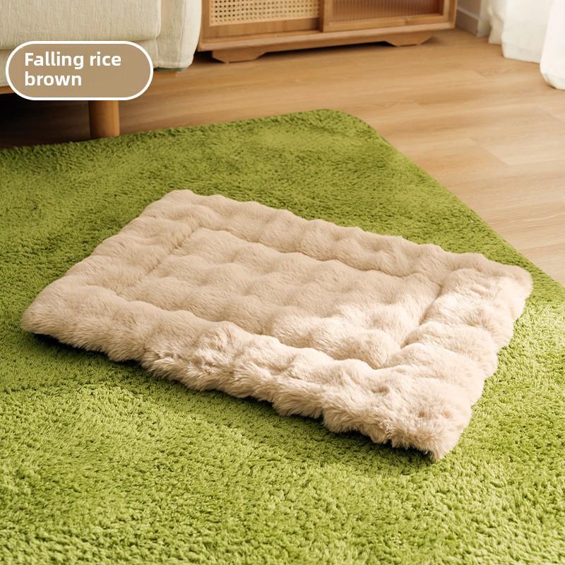 Autumn and Winter Warm Thickened Dog Bubble Velvet Imitation Rabbit Fur Cushion Medium and Small Dog Teddy Cat Sleeping Mat Pet Nest
