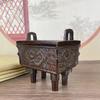 Simu Wuding Bronze Ornament Antique Alloy Four-Legged Square Office Company Cauldron Incense Burner Home Decor