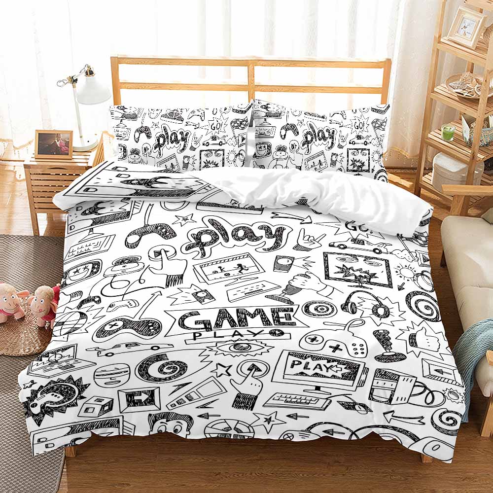Print Game Bedroom Bedclothes Pillowcases Duvet Cove Set For Boy Fashion Design Teenager Bedding Set For Boys Full Twin Queen