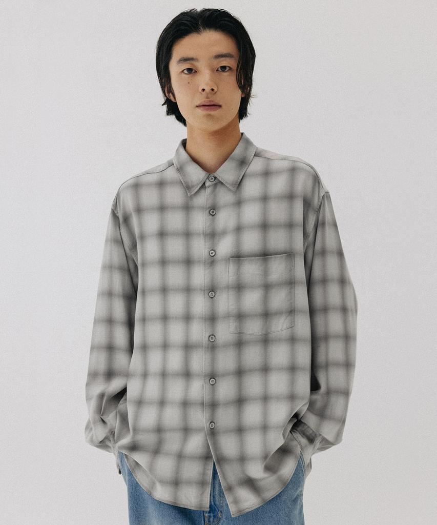 BLANKROOM Check Shirt_Haze Gray