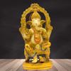 Pure Brass White & Gold Patina Ganesha Idol, Ganpati Bappa Statue - 9.5 Inch