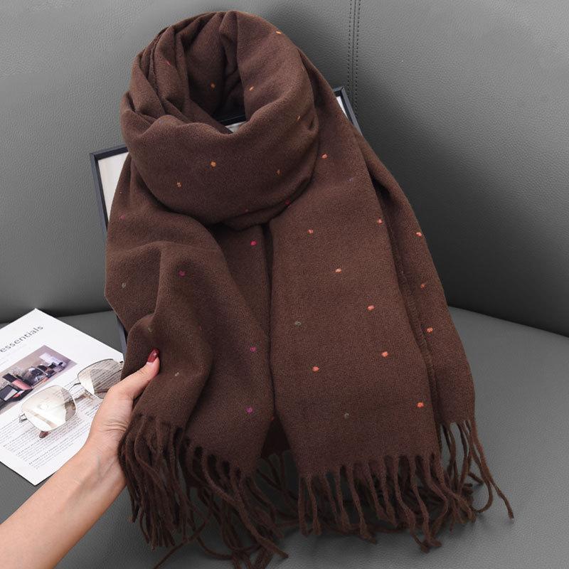 Maillard Women's Warm Polka Dot Scarf - Autumn/Winter Korean Style Versatile Shawl