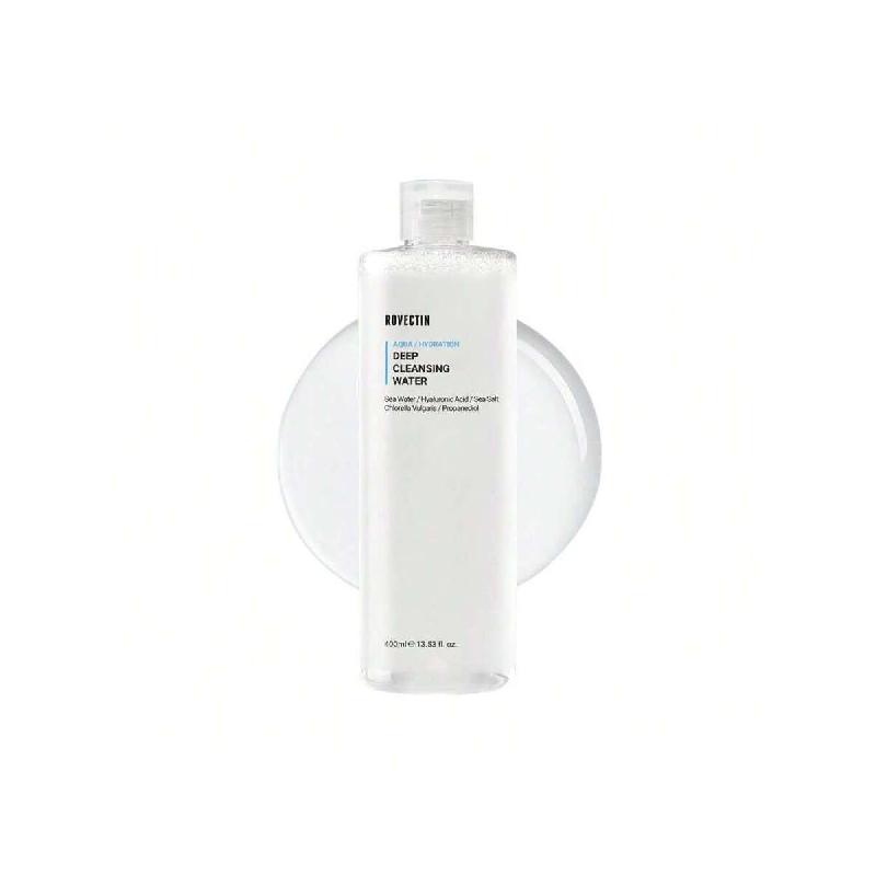 Rovectin Aqua Deep Cleansing Water 400ml - Impurities Remover From Ocean Deep With Hyaluronic Acid And Marine Plants From Jeju Island
