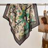 130cm Silk Square Scarf Women Large Shawls Matching Flowers Design Square Bandana Luxury Kerchief Scarf Female Foulards