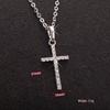 European & American Rhinestone Cross Pendant Necklace - Exquisite Hip-Hop Clavicle Chain
