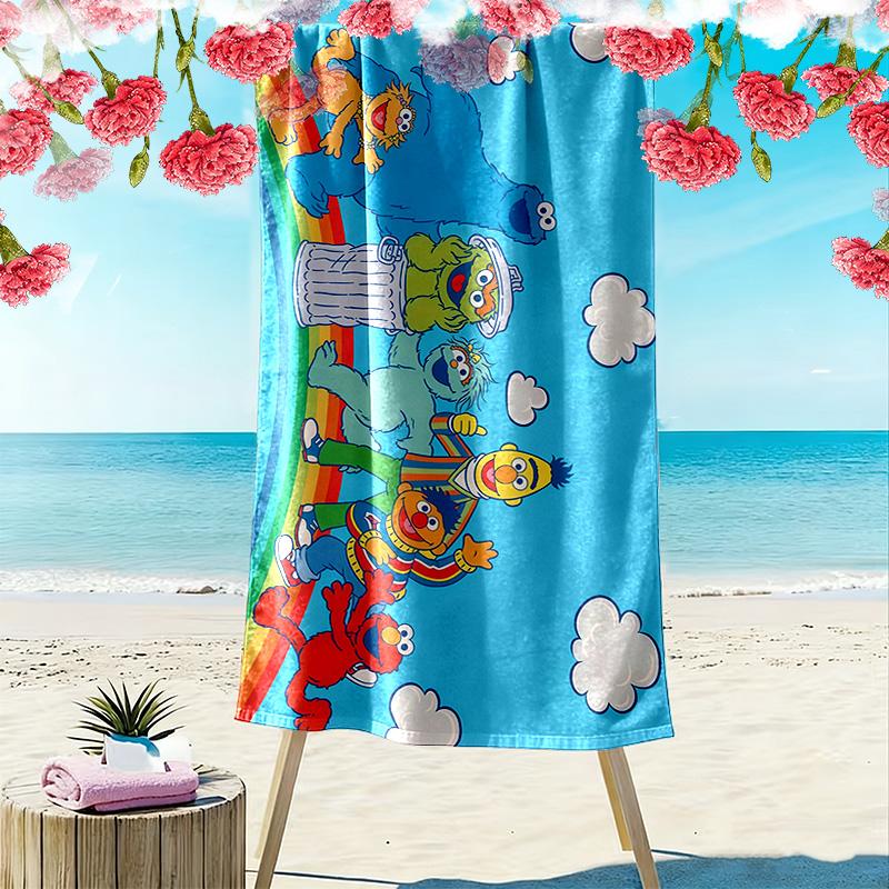 Sesame Street2 Print Beach Towel, Large Soft Quick Dry Towel for Beach Camping Swimming