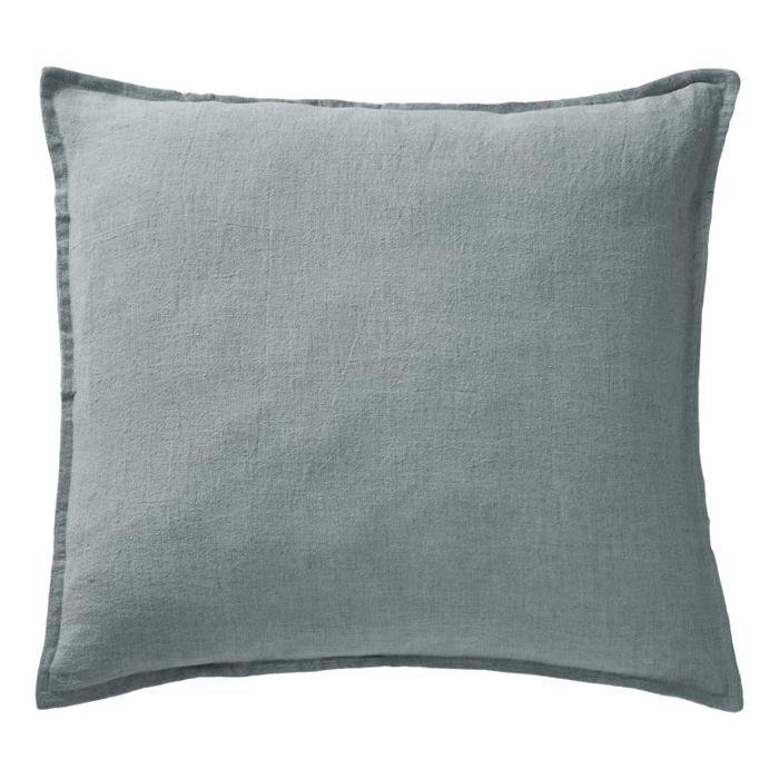 Decorative Pillowcase "Soline" 80 X 80 Cm "Washed Linen" the Butterfly Effect - Soline Azur - - Soline Azur - Pillowcase 80 X 80 Cm