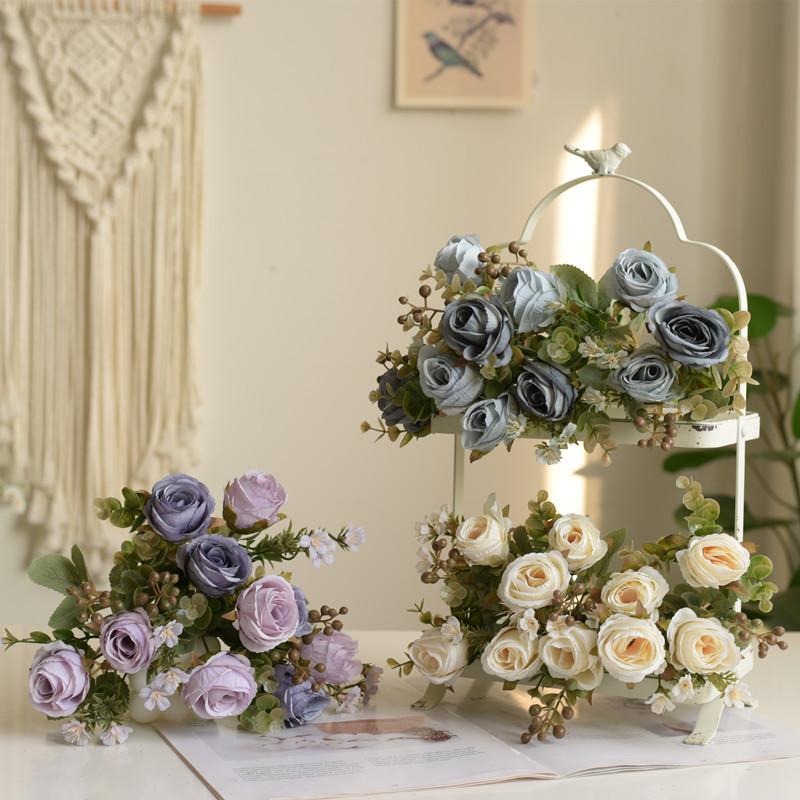 1PC Artificial Flowers Silk Roses Wedding Bridal Bouquet Valentine's Day Home Vase Outdoor Garden Bonsai Diy Gift Festival Decor